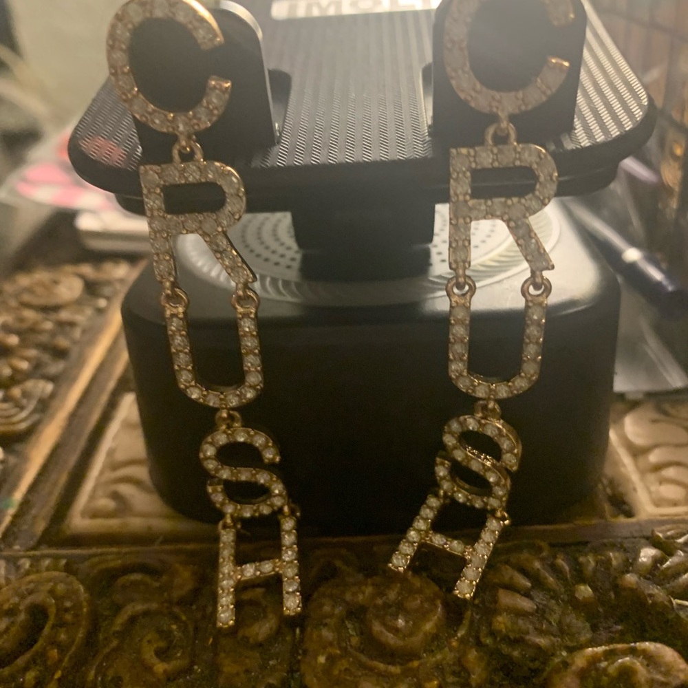 Source Unknown Gold and Silver CRUSH Earrings